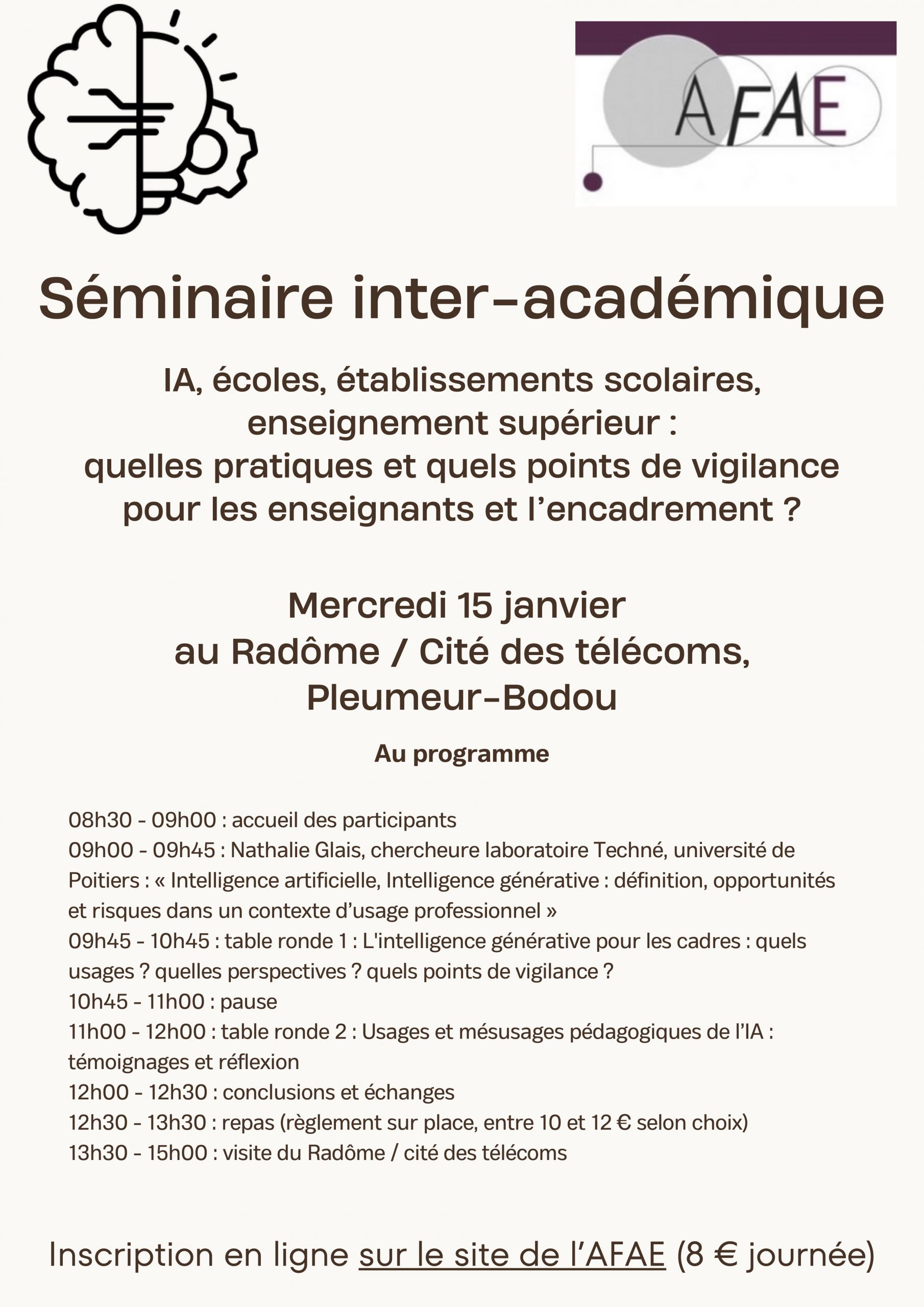 (Pleumeur-Bodou 15 janvier 2025) IA, écoles, établissements scolaires, enseignement supérieur :  quelles pratiques et quels points de vigilance pour les enseignants et l’encadrement ?